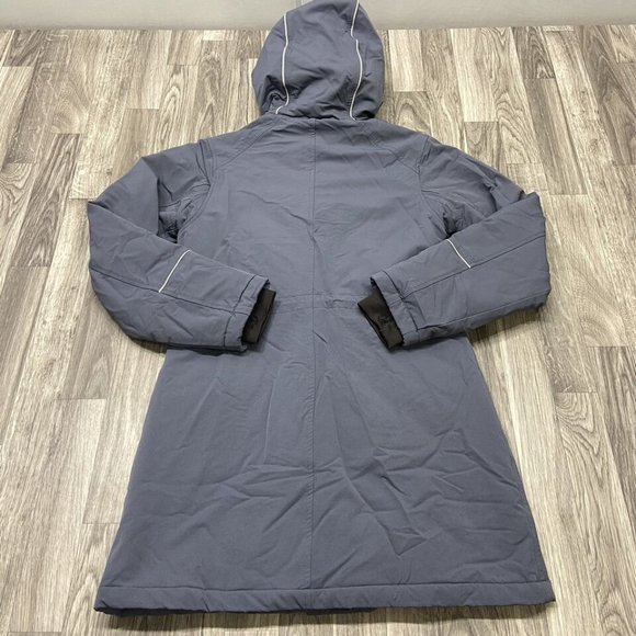 DULUTH TRADING CO. Snap & Zip Up Insulated Grey Hooded Parka Jacket Women's XS - Picture 3 of 12
